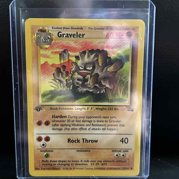 Graveler - 37/62 - Uncommon - 1st Edition  Fossil Pokemon Trading Card - Picture 1 of 1